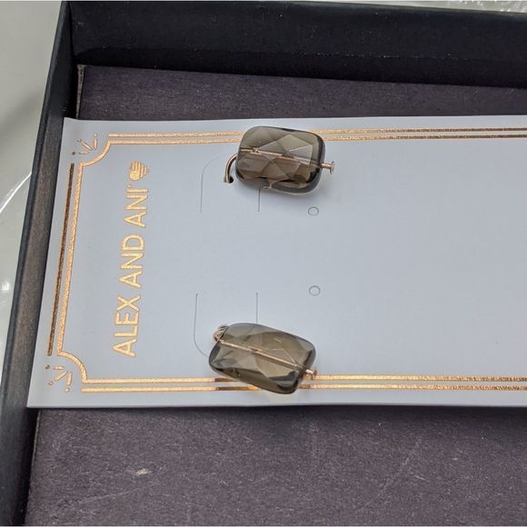 Alex and Ani Rose Gold Filled Smokey Quartz Earrings NIB - Picture 5 of 6